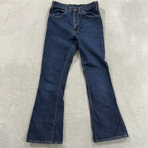 70s VTG Levis Jeans 28x31 Blue Orange Tab USA 646 0217 Denim Flare - Picture 1 of 11